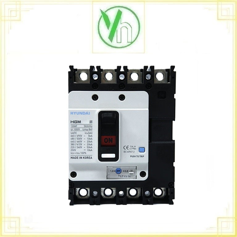 Aptomat Huyndai MCCB HGM400S-F 4P 350A Hyundai HGM400S-F 4P 350A