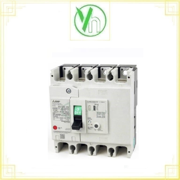 ELCB dòng cắt ngắn mạch cao NV125-HV (HS) 4P 30A 50kA 30mA Mitsubishi 2DG241A00008C