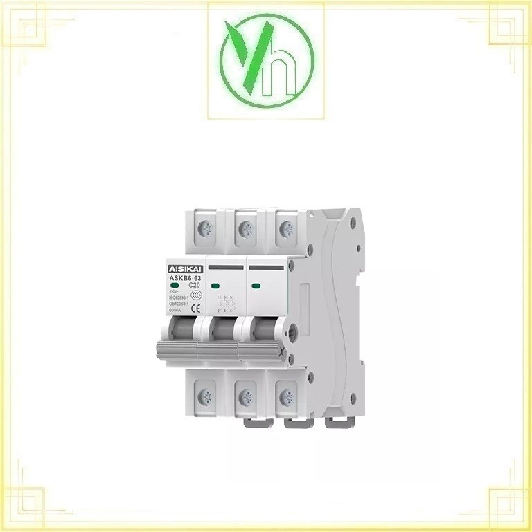 MCB Công tắc ngắt mạch ASKB1-6A 3P AISIKAI ASKB1-6A 3P