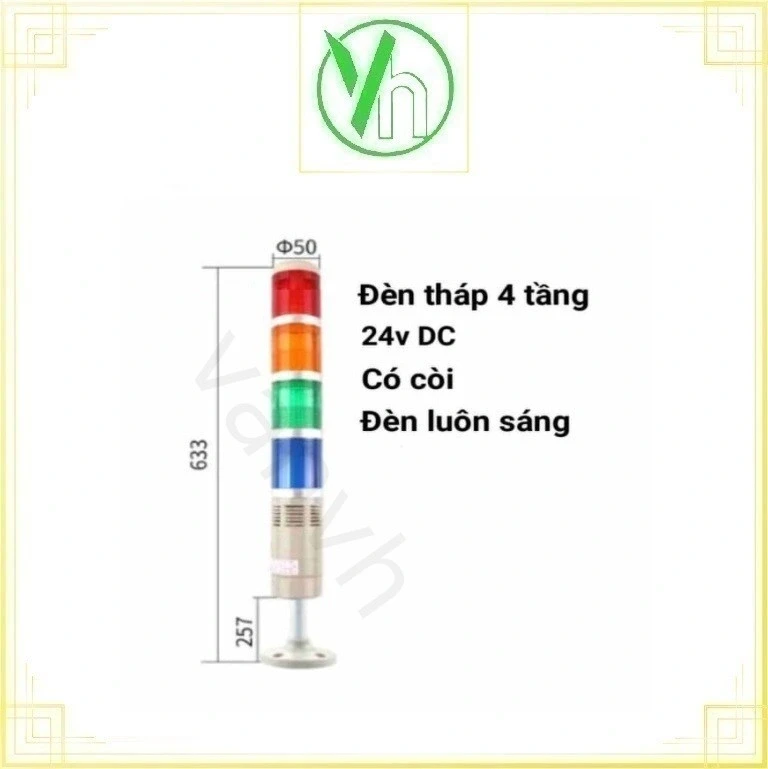 Đèn tháp 4 tầng có còi báo động Hanyoung 12V DC