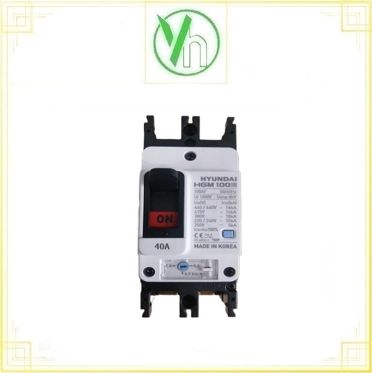 Aptomat Hyundai MCCB HGM125H-F 2P 40A 85kA Hyundai HGM125H-F 40A