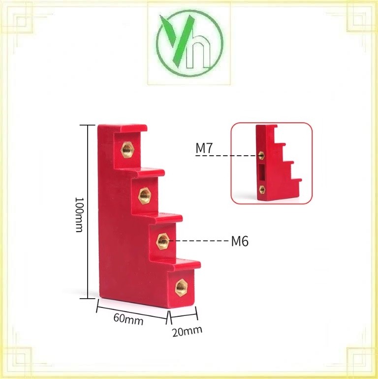 Gối sứ đỡ thanh cái bậc thang CT4-20 màu đỏ DUWAI ELECTRIC CT4-20