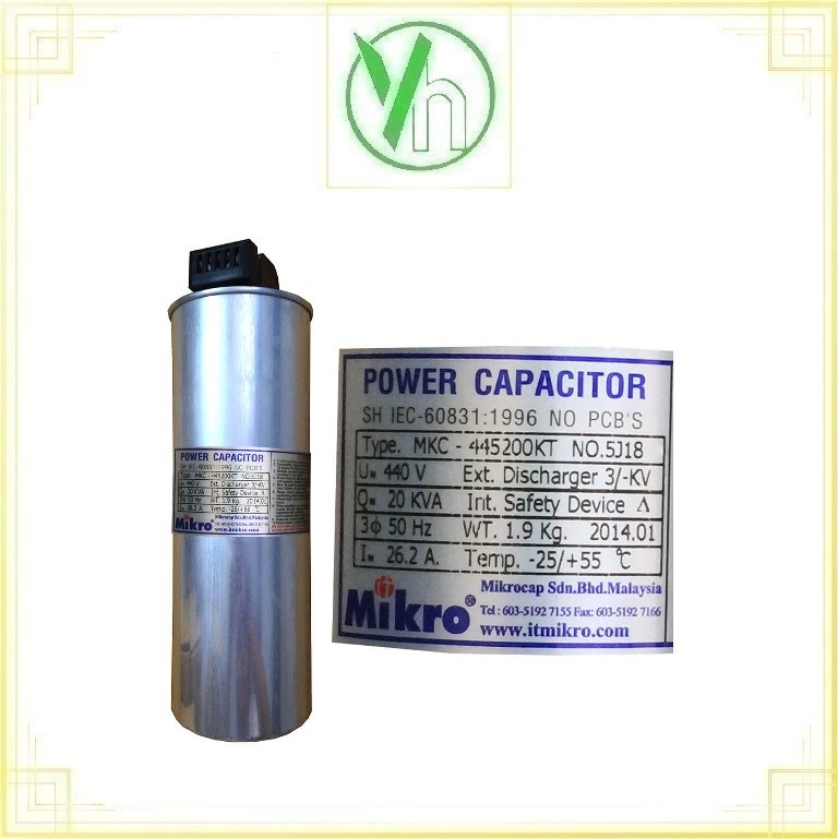 Tụ bù khô 3P 440V 20Kvar 50Hz MIKRO MKC-445200KT