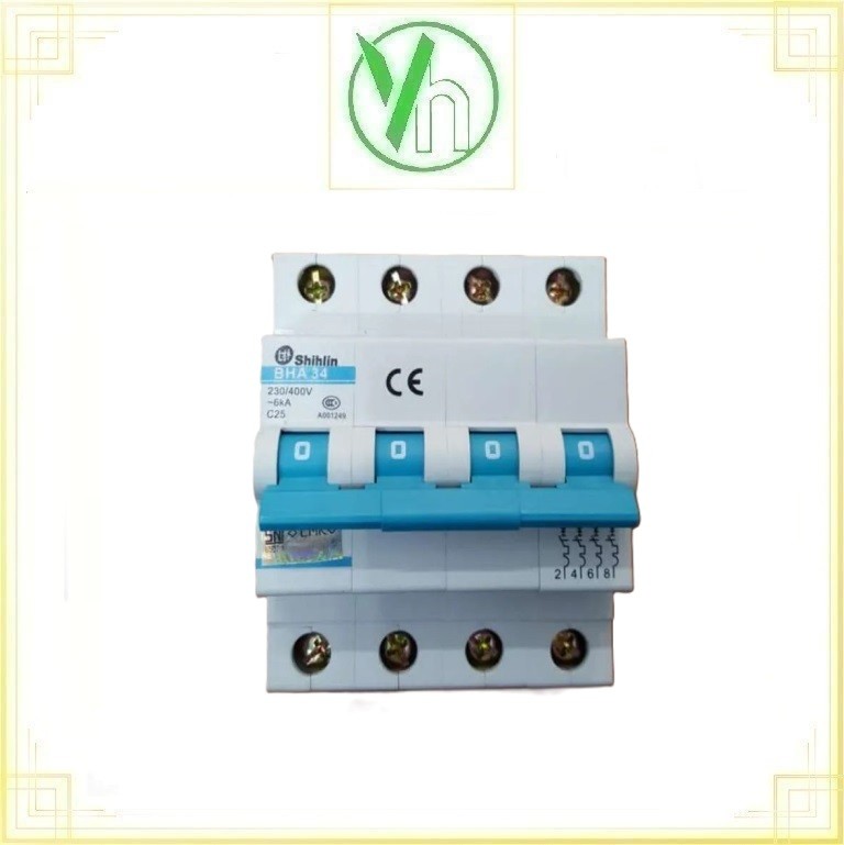 Aptomat MCB BHA-B4 4P 6A 10kA SHIHLIN SHIHLIN ELECTRIC BHA-B4 4P 6A 10kA