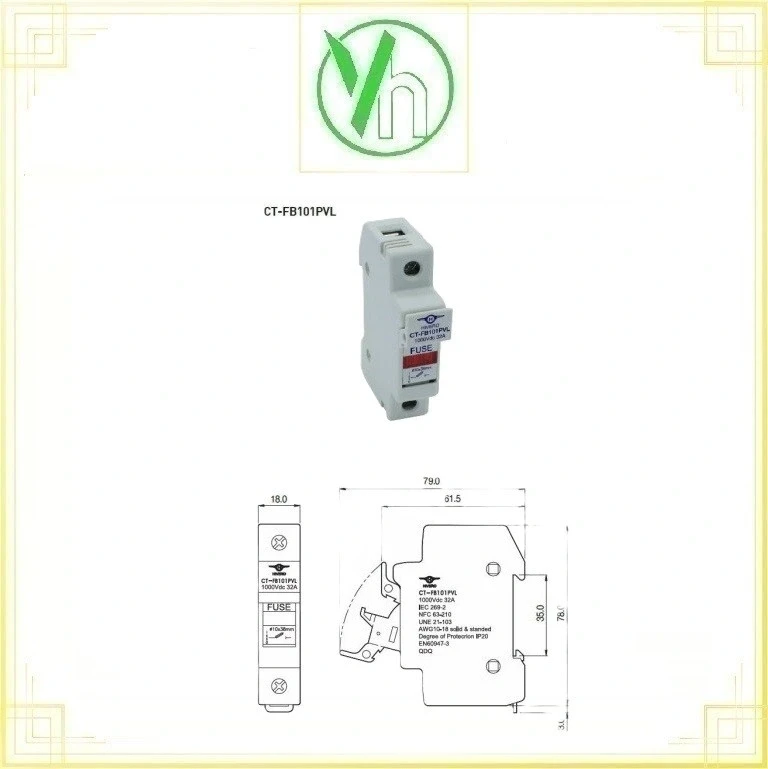 GIÁ ĐỠ CẦU CHÌ, MAX32A 1000Vdc CT-FB101PVL HIVERO HIVERO CT-FB101PVL