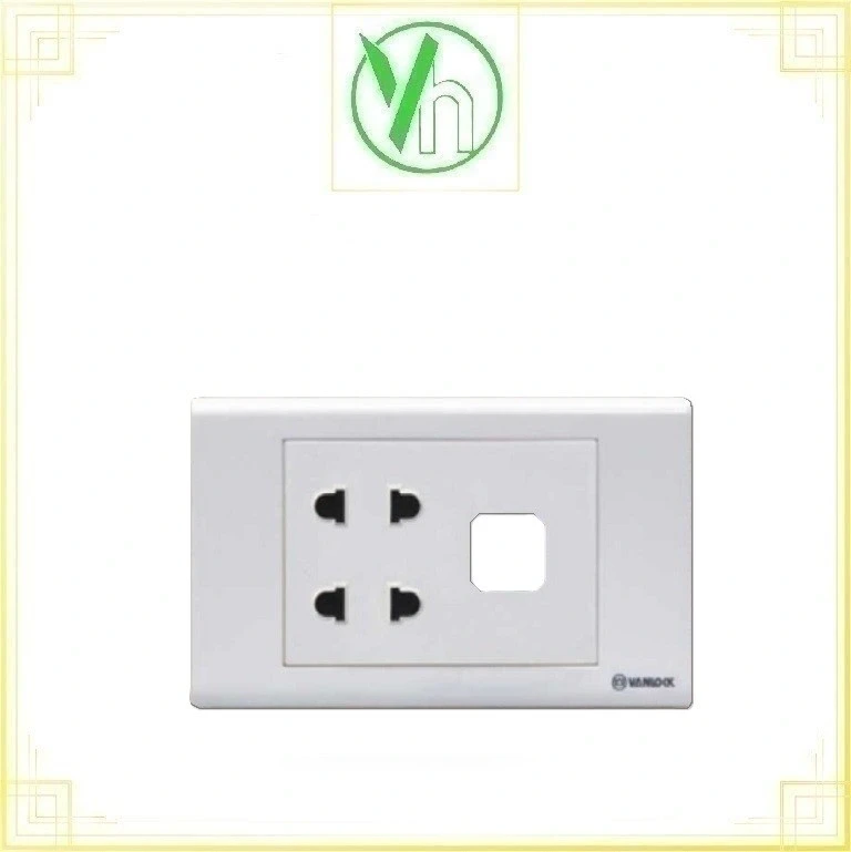 Mặt 2 ổ,1 công tắc S18U2X Sino - Vanlock S18U2X