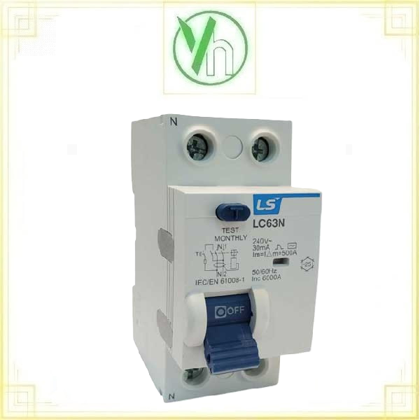 Aptomat RCCB chống rò điện LC63N 1P+N 32A 30mA 6kA LS ELECTRIC LC63N1PN32A
