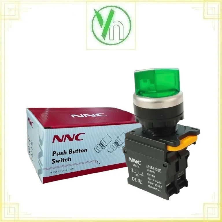 Công tắc xoay 2 vị trí có đèn xanh 220V AC LA167-D8E-10XD/2-G CHINA LA167-D8E-10XD/2-G