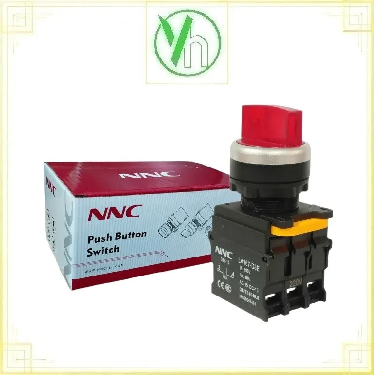 Công tắc xoay 3 vị trí có đèn đỏ tự trả về 220V AC LA167-D8E-20XD/33-R CHINA LA167-D8E-20XD/33-R