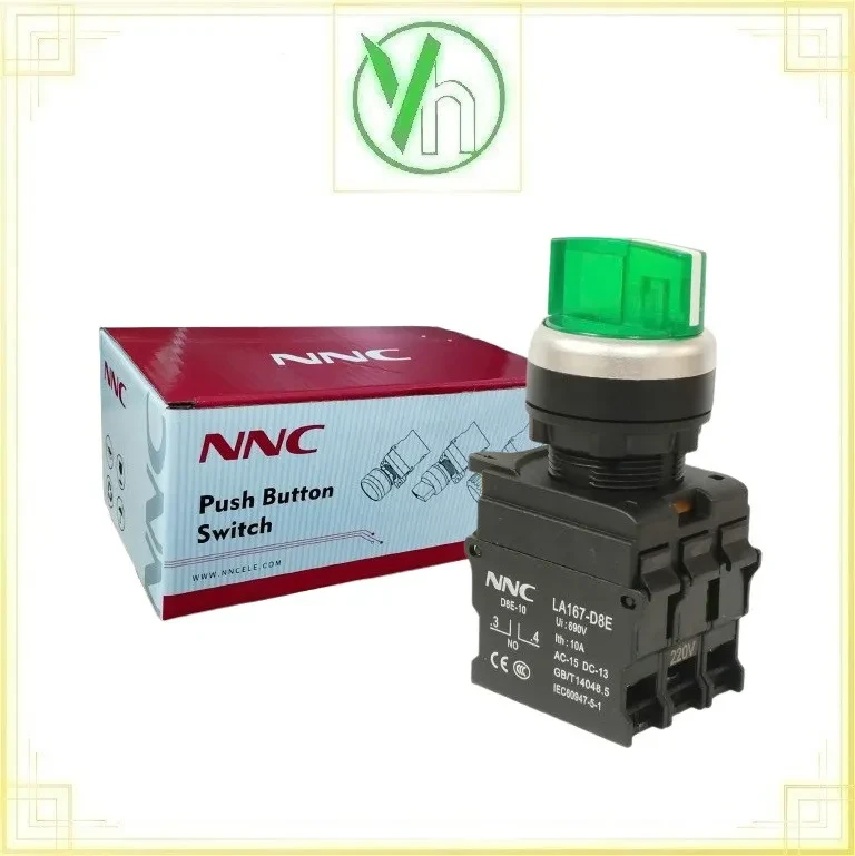 Công tắc xoay 3 vị trí có đèn xanh tự trả về 220V AC LA167-D8E-20XD/33-G CHINA LA167-D8E-20XD/33-G