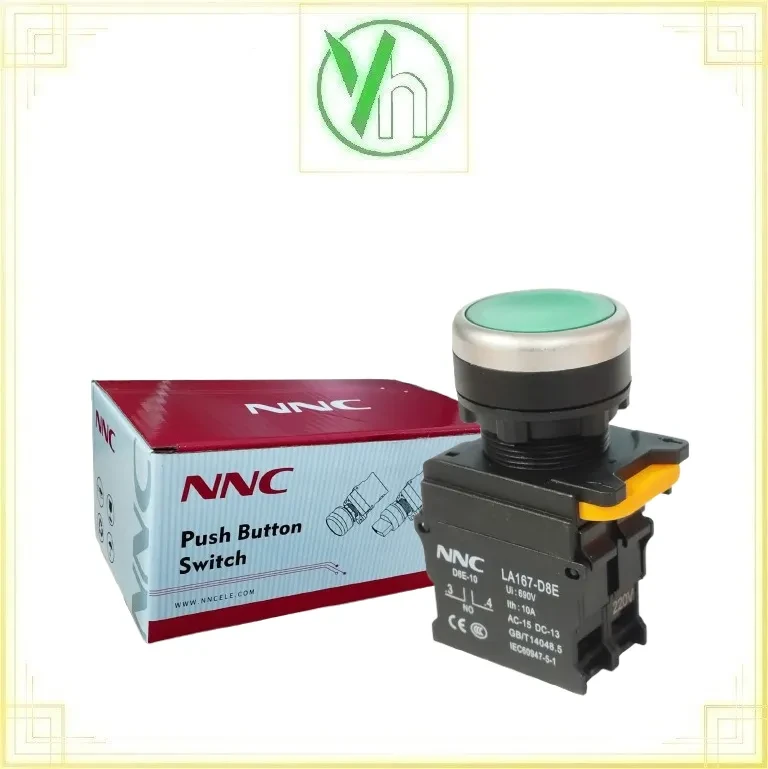 Nút nhấn có đèn xanh 220V AC LA167-D8E-10D-G CHINA LA167-D8E-10D-G