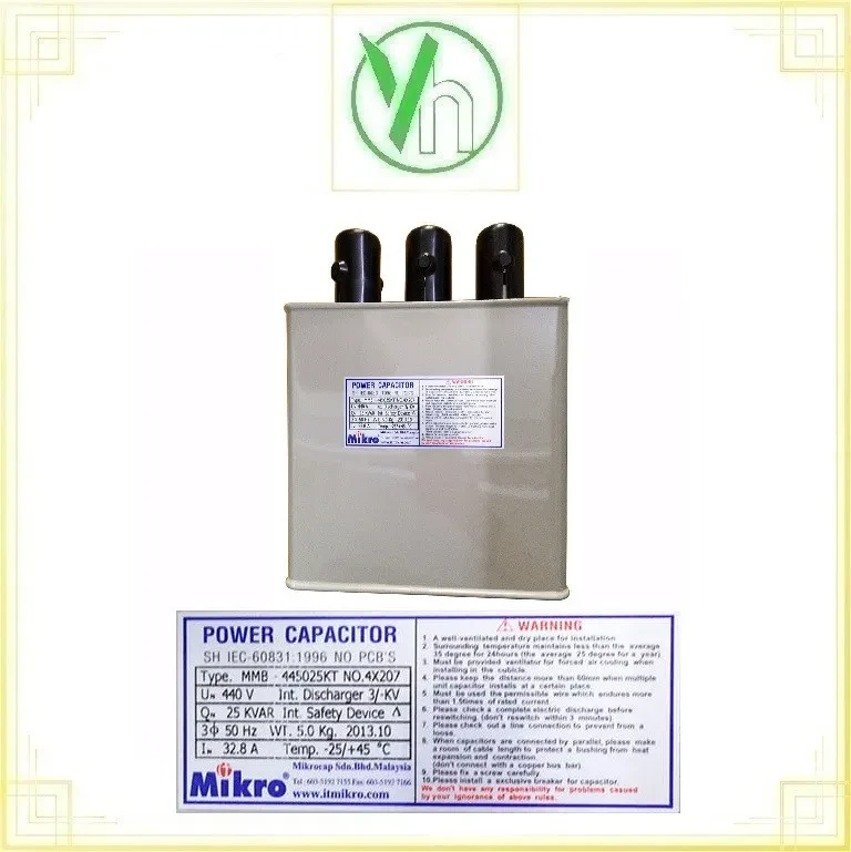 Tụ bù dầu 3P 440V 20Kvar 50Hz MMS-445020KT MIKRO MMS-445020KT